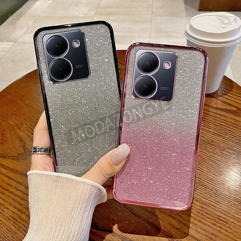 For VIVO Y36 4G Case Electroplating Luxury Soft Glitter TPU Back Cover VIVO Y36 5G Phone Casing For Girl Woman