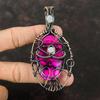 Evil Eye Pink Dendrite Opal Pendant Copper Wire Wrapped Pendant Handmade Jewelry Copper Pendant For Gift Gemstone Pendant Moonstone Jewelry