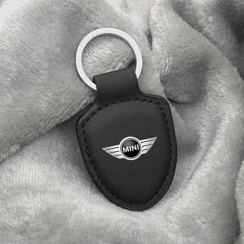 Кожаный Щит Брелок для ключей автомобиля Металлические кольца Для BMW Mini Works Cooper F54 F55 F56 F57 F60 R50 R52 R53 R55 R56 R57 R58 R59