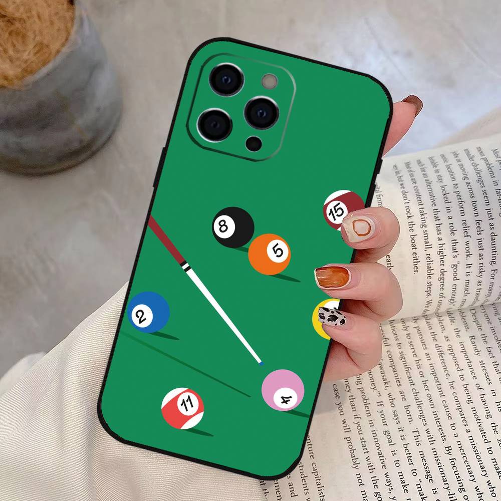 Чехол для телефона бильярд Силиконовый Мягкий Для IPhone 17 16 15 14 13 12 11 X XR Plus Pro Max Plus
