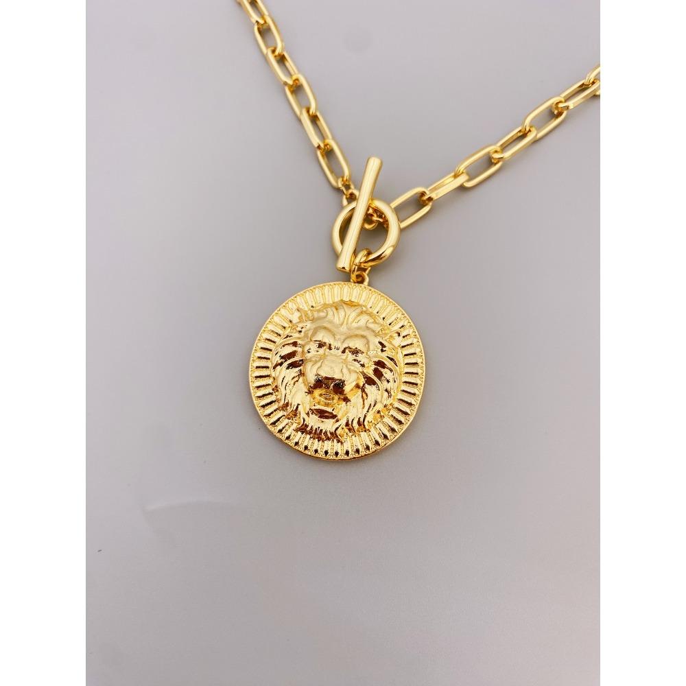 Преувеличенное короткое ожерелье с подвеской в ​​виде головы льва, ювелирное колье из цинкового сплава для женщин