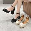 Heels Women Trend Chunky Heels Square Toe Platform Shoes Retro  Mary Jane Sandals Female Student Japanese Uniform Dress Shoes