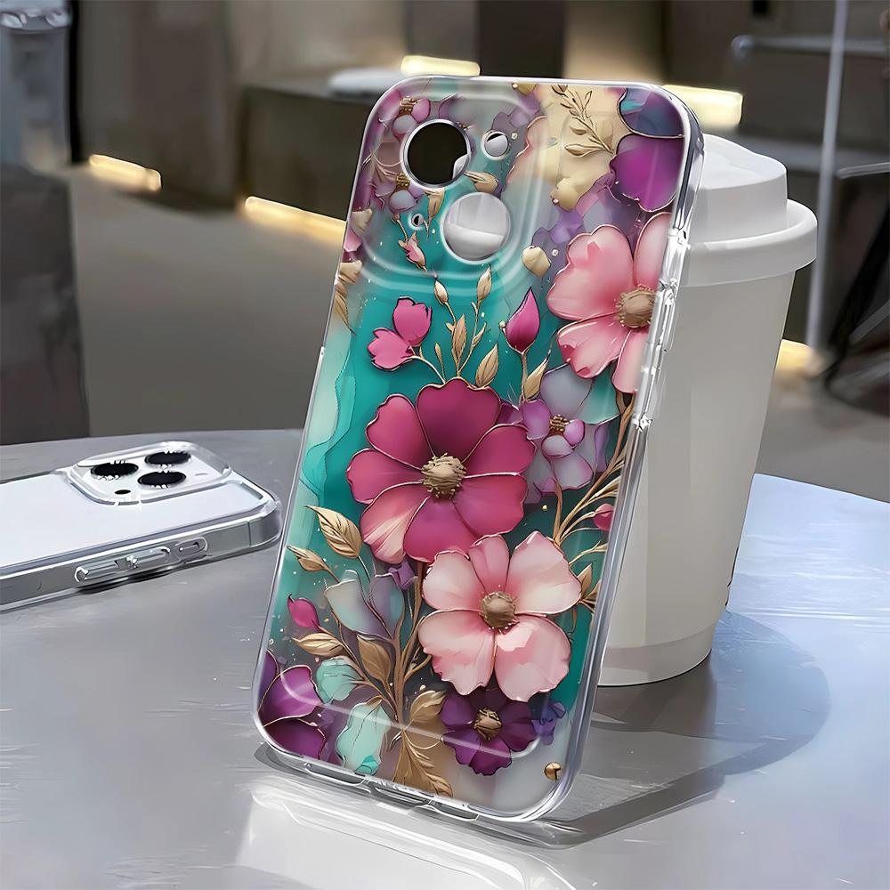Прозрачный чехол с винтажными цветами для IPhone 16 15 14 13 12 11 Pro Max X XS Max XR 7 8 Plus Чехол 16E