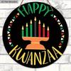 Happy Kwanzaa Simple Wooden Sign - Classic Round Sign for Front Door, Wall Hanging Decor - Ideal Kwanzaa Decoration