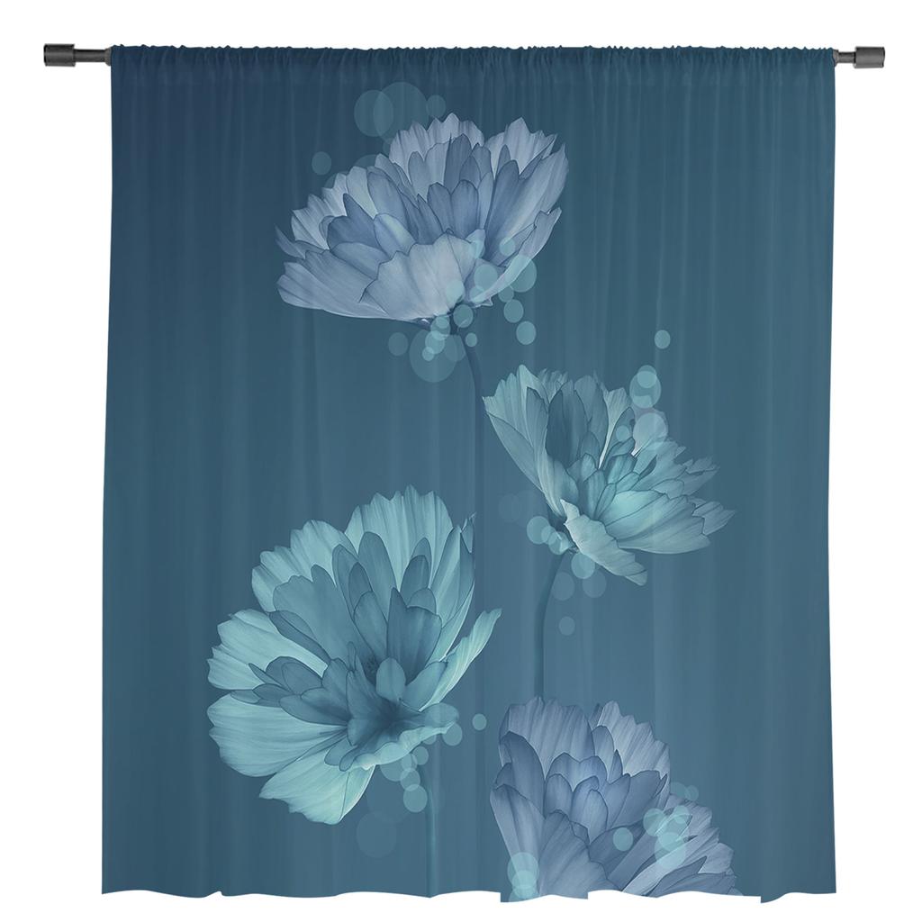 Прозрачные оконные шторы с растением розы для гостиной, кухни, детской спальни, вуаль, подвесная занавеска