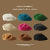 Beret Korean Style Leather Label Versatile Woolen Beret Autumn and Winter Retro Painter Hat for Girls