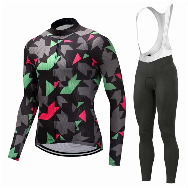 Mens Long Sleeve Cycling Jersey Shorts Set Mountain Bike Riding In