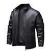 PU Leather Jacket Men's Jacket Trendy Spring and Autumn New Retro Solid Color Stand Collar Slim Leather Jacket Men