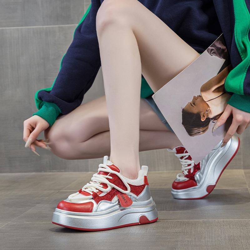 9981 кожаные высокие кроссовки детские новые универсальные весенне-осенние на платформе спортивные и повседневные туфли