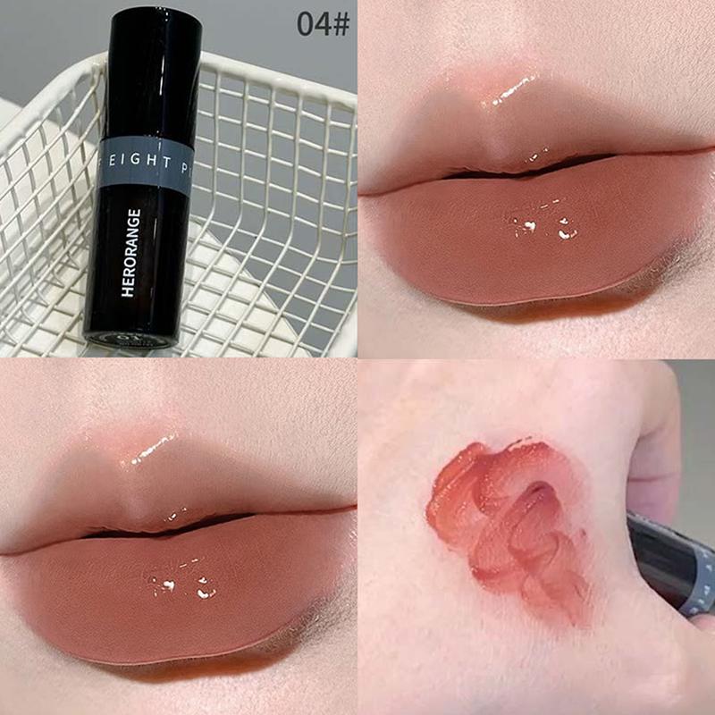 Herorange Mirror Lip Glaze Juice Red Lip Gloss Long-Lasting Shiny Lip Gloss, Student-Friendly Skin-Brightening Nude Lipstick