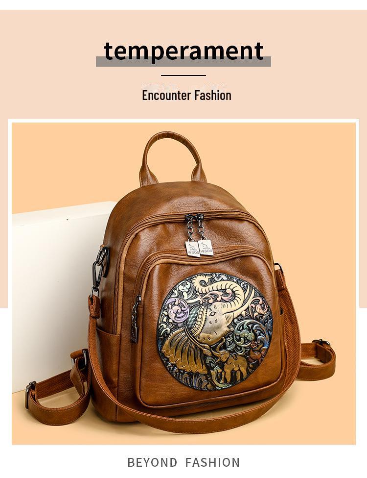 Jixiang 2024 Модный рюкзак из овчины с вышивкой в национальном стиле для студенток