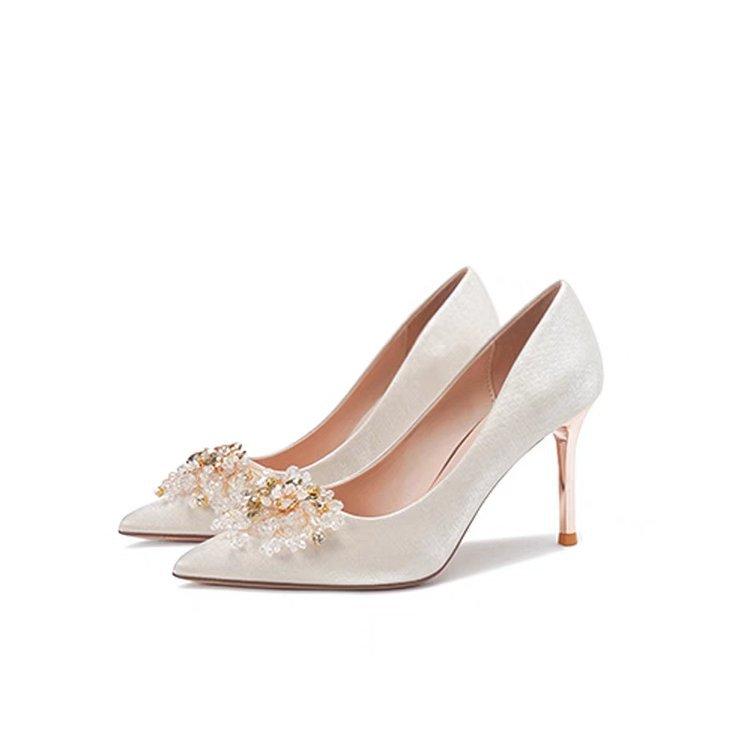 Основное свадебное платье, свадебные туфли, обычно можно носить, французский высококлассный стиль, нишевые французские свадебные туфли, туфли-лодочки на высоком каблуке