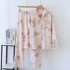 2025 New Spring and Autumn Women's Pajama Set 100% Cotton Crepe Long Sleeve Long Pants Two Piece Home Clothing Set Sleepwear