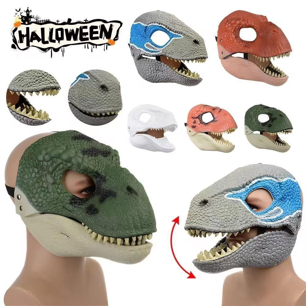 Open Mouth Halloween Dinosaur Mask Cosplay Props Raptor Dino Mask Dragon Headwear  Kid Children Toy