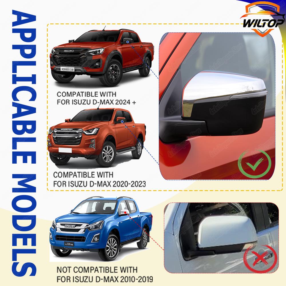 Car Mirror Covers for ISUZU D-MAX V-Cross DL40 AT33/35 2025 2025 Rearview Mirror Covers ABS Matte Black Car Exterior Accessories