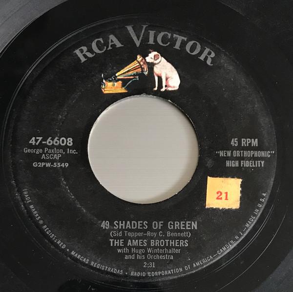 7-дюймовая пластинка AMES BROTHERS HUGO WINTERHALTER ИЛИ 49 Shades Of Green 476608 RCA Victor 1956 US Pop Б/у