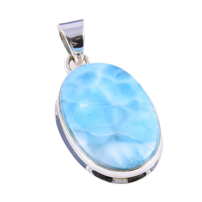 Natural Republic Larimar Gemstone 925 Solid Sterling Silver Pendant 1.50'' T5O43