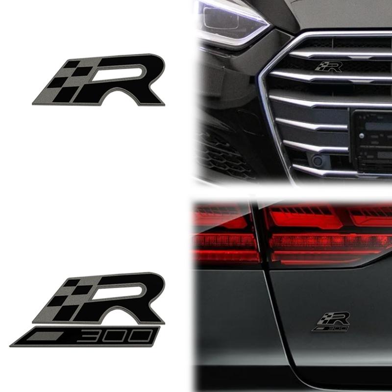 zjcr6 Car Accessories Metal Race Flag Front Hood Grille Emblem Rear Trunk Body R 300 Badge Sticker For Seat IBIZA Leon Cupra Ateca
