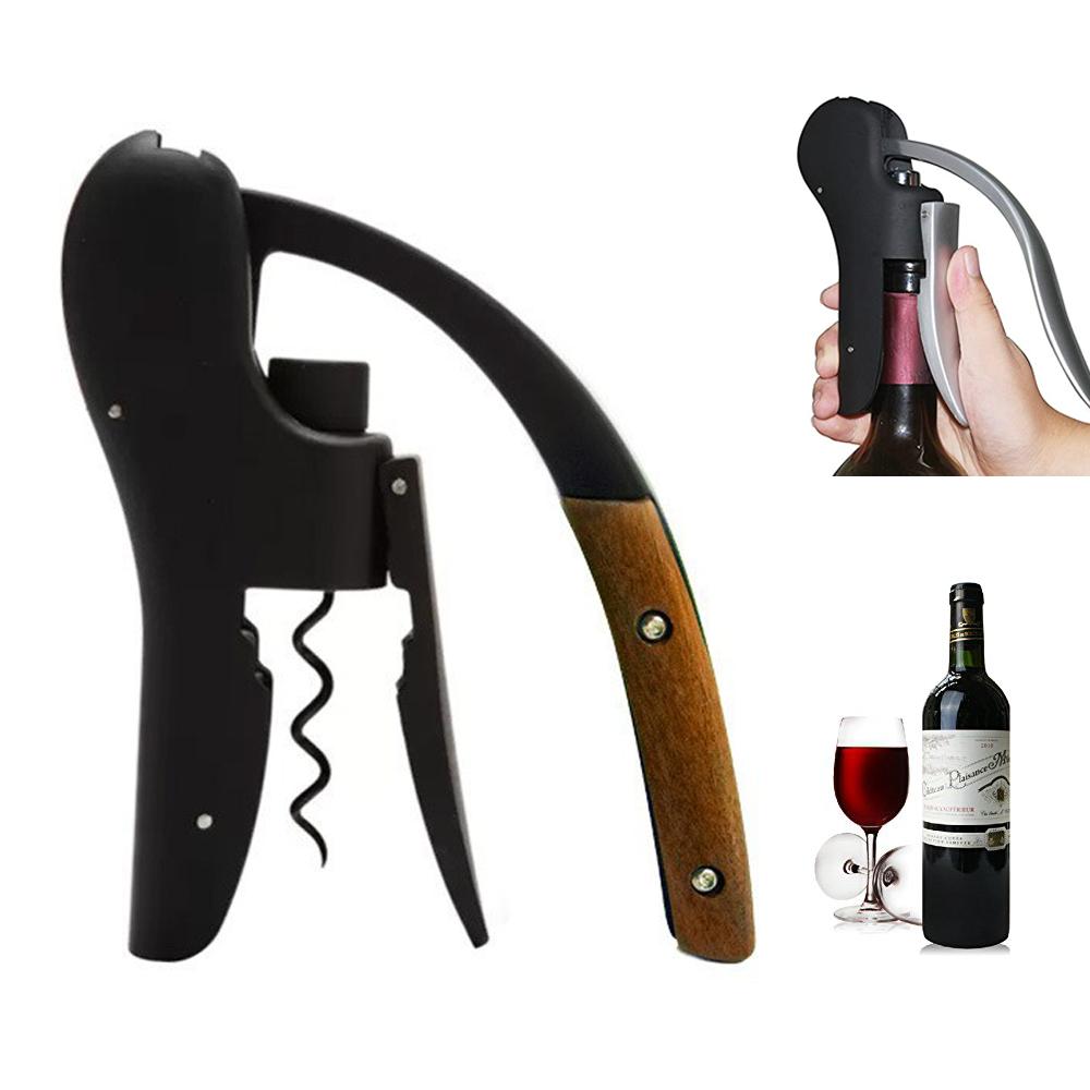 Gooseneck Wine Opener-Manual Lever Pump Corkscrew Vertical Design Foil Cutter& ABS Wooden Handle Gift for Wed Home Bar Sommelier