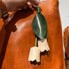 Handmade Oil Wax Full Grain Leather Tulip Flower Keychain Premium Purse Charm Accessory, Durable Genuine Leather Keychain