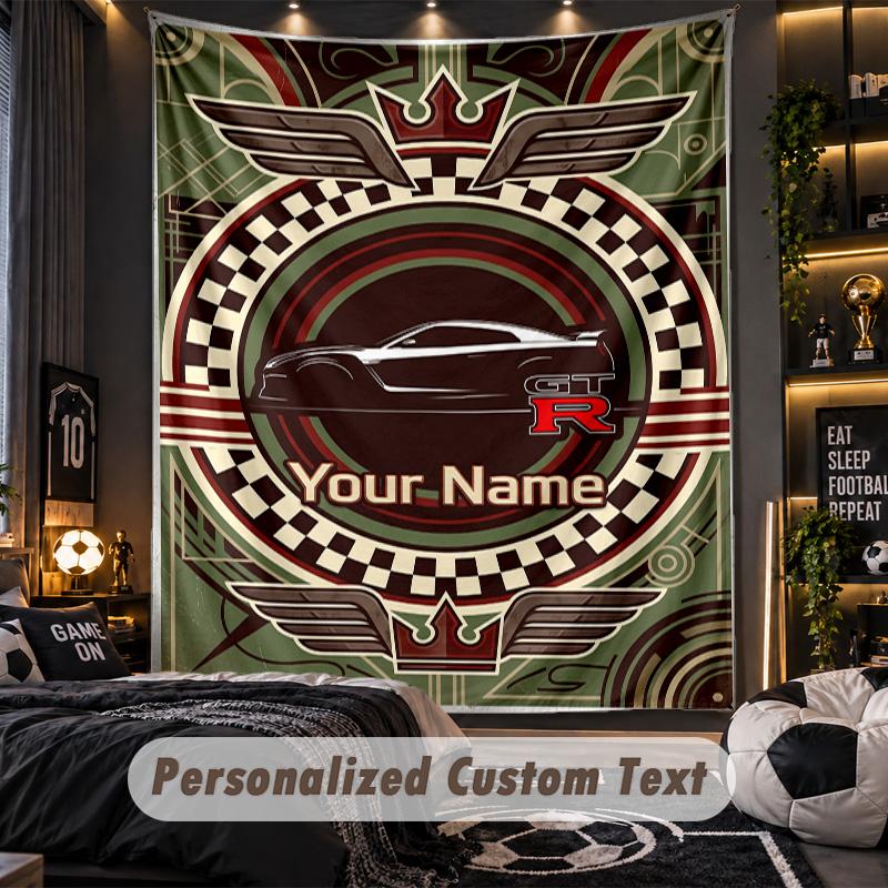 TapestryNissan GT-R Custom Name Text Personalized Wall Hanging Tapestry Home Wall Decor
