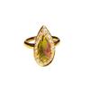 Pear Watermelon Natural Tourmaline Gemstone 925 Sterling Silver Ring Size 5.75 US