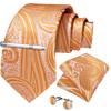 Men's Tie Silk Paisley Classic Wedding Necktie and Pocket Square Cufflinks Set