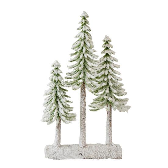 Mini Christmas Tree Artificial Bottle Brush Tree with Wooden Base Small Snow Frost Flocked Pine Tree for Winter Tabletop Home Decor