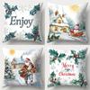 Веселое рождество Праздничное украшение Наволочка Зимний снеговик Санта-Клаус Подушка Чехол для диванной подушки Украшение для дома