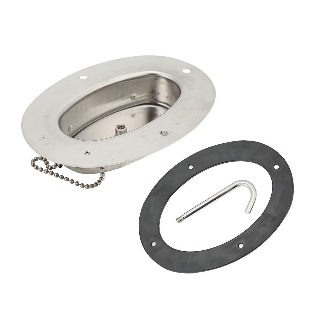 304 Stainless Steel Chain Deck Pipe with Rubber Gasket 6.32x4.47in Base 4.3x2.31in Hole Marine Yacht Accessories