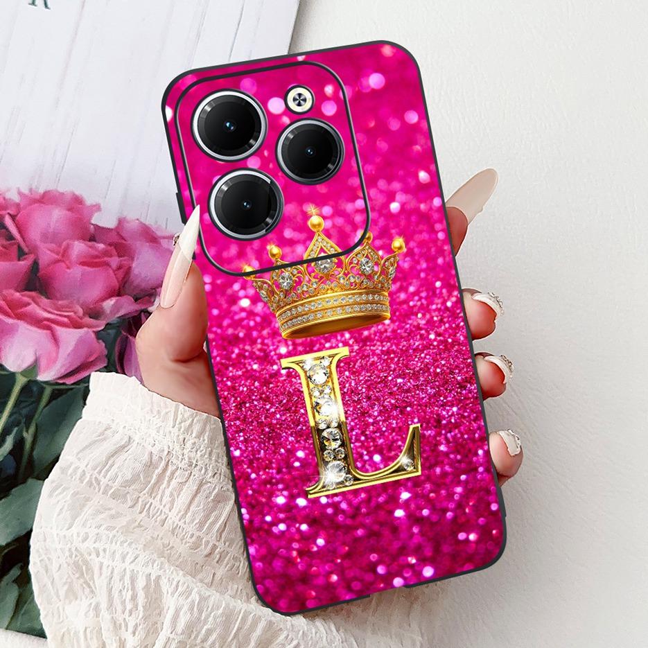Чехол для Infinix Hot 40 Pro X6837 Роскошная Корона Буквы Чехол Мягкий Силиконовый Чехол для Телефона Для Infinix Hot 40i Hot40 Pro Hot40i Накладка