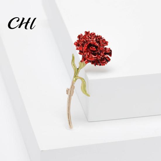 Carnation Brooch Alloy Enamel Flower Dripping Oil Process Pin Formal Attire Decoration Wear-Resistant Anti-Rust Versatile Collar Coat Accessory