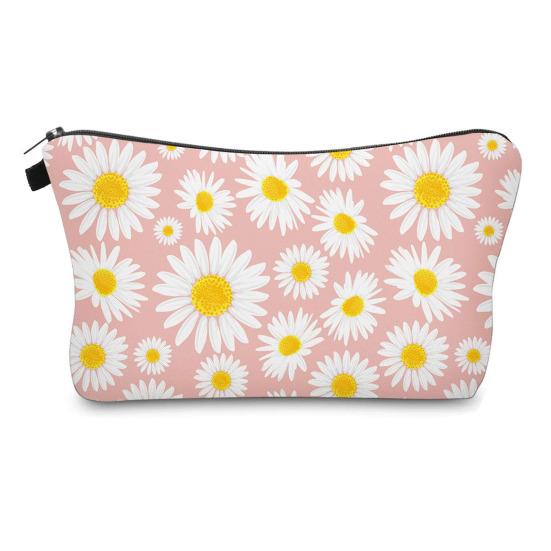 Cosmetic Bag Portable with Zipper Large Capacity Bag Floral Print Compact Travel Makeup Organizer for Cosmetics And Small