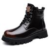 Зимние мужские высокие термоботинки с плюшевой подкладкой, сноубутсы из лакированной кожи, повседневные, нескользящие, водонепроницаемые, теплые, удобные ботильоны