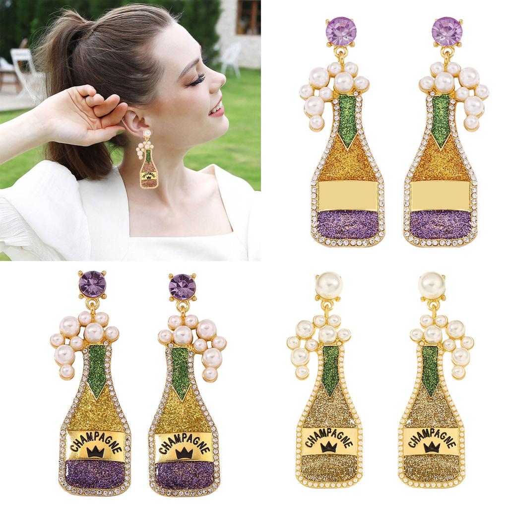 Красочные серьги для фестивальной вечеринки, серьги цвета шампанского, привлекательные и модные украшения, изысканный вид для женщин