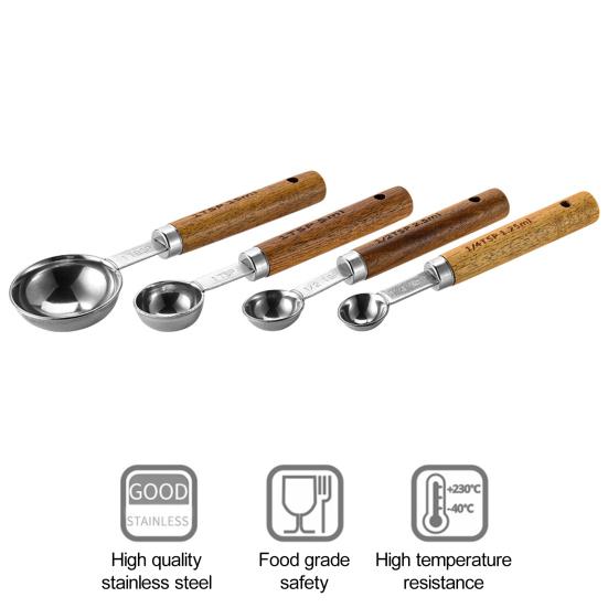 4 шт. мерная ложка с деревянной ручкой пищевой класс без BPA полированная поверхность многоразовый мерный стаканчик набор инструментов для приготовления пищи