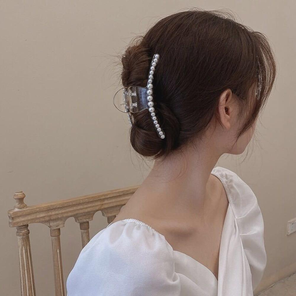 Plastic Fashion Elegant Hairgrips Imitation Pearl Hair Claw Clips Portable Pearl Hair Clip