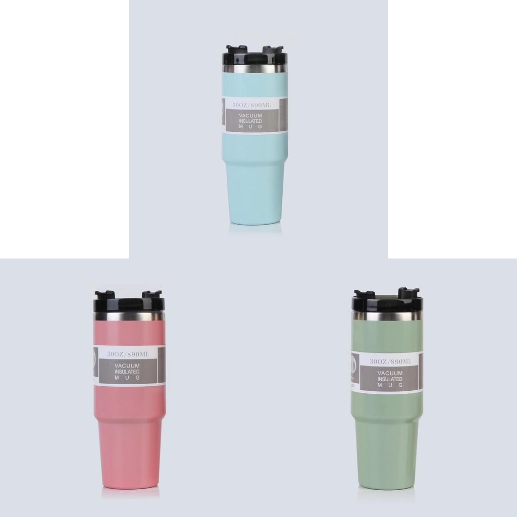 Portable Thickened Stainless Steel Vacuum Insulated Car Mug With Straw 30oz 20oz