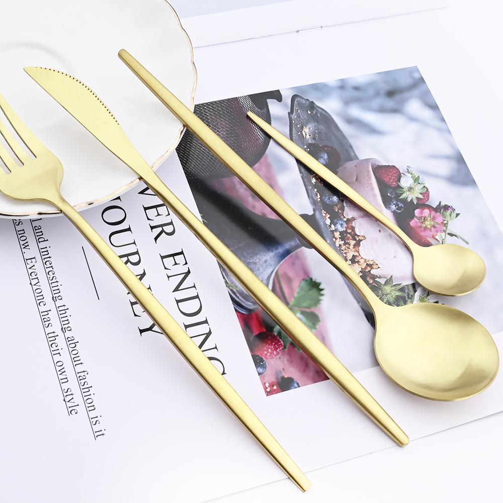 16 шт. матовый набор столовой посуды, серебряная посуда из нержавеющей стали, домашняя ложка, вилка, нож, столовое серебро, западные столовые приборы