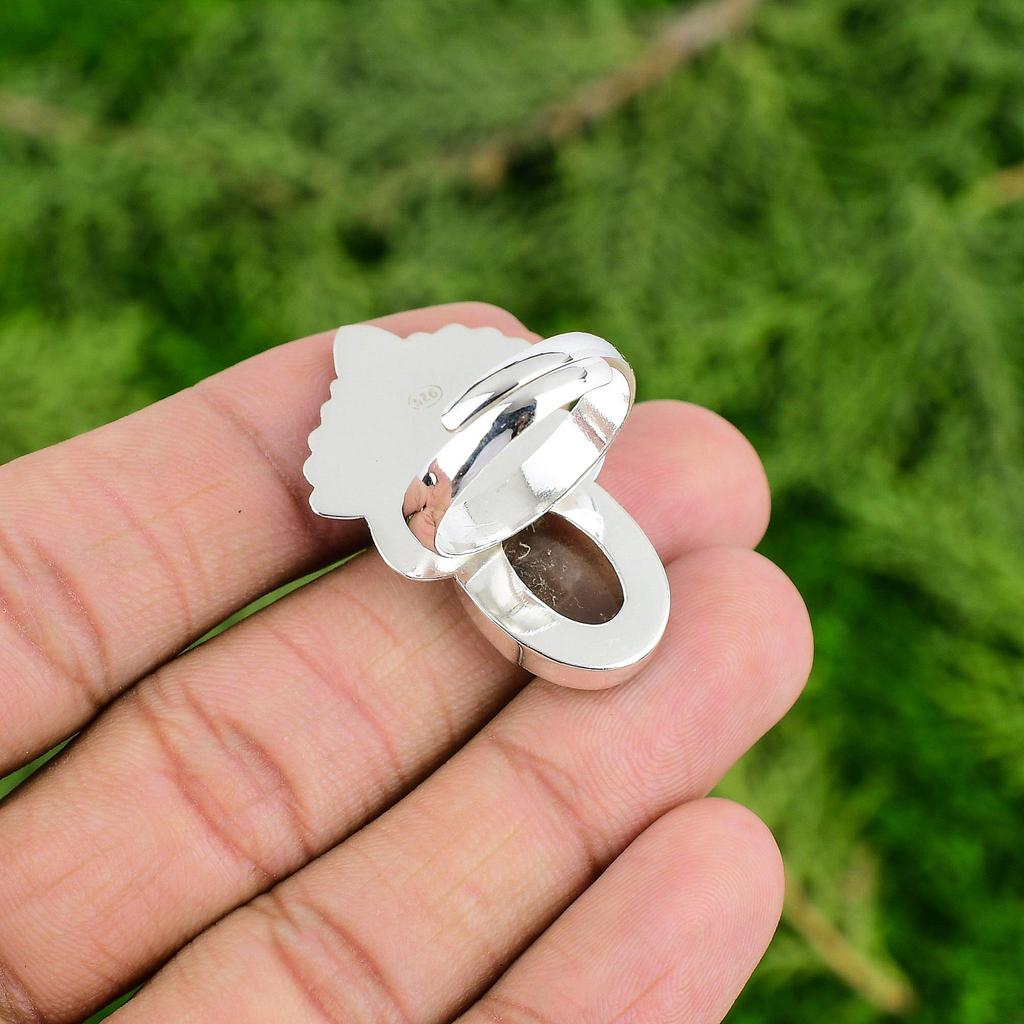 Сделка ко Дню матери Натуральный Дымчатый Кварц Заявление Кольцо Ювелирное изделие 925 Стерлинговое Серебро
