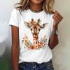 Giraffe Print Women's T-shirts Fashion Trend Street Short Sleeves Tees Summer Loose Tops Casual O-neck Women Clothing Pullover