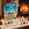 2D Sea Glass Ornament Set Christmas Advent Calendar 2026, 24 Days Acrylic Tree Bear Elk Holiday Countdown Gift Box Snowman Ornaments for Tree, Window