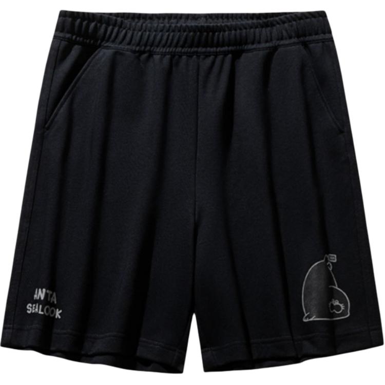 Anta Коллаборация X Seal Look Серия Спорт Лайфстайл Простые Эластичные Надписи Удобная Шнуровка Повседневные Шорты Мужские шорты Базовый-Черный 172528309-2