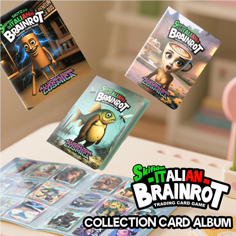 9 Pocket Italian Brainrot Trading Cards Binder Holds Booklet Tung Shaur Tralalero Tralala Card Collection Folder Kids Xmas Gifts