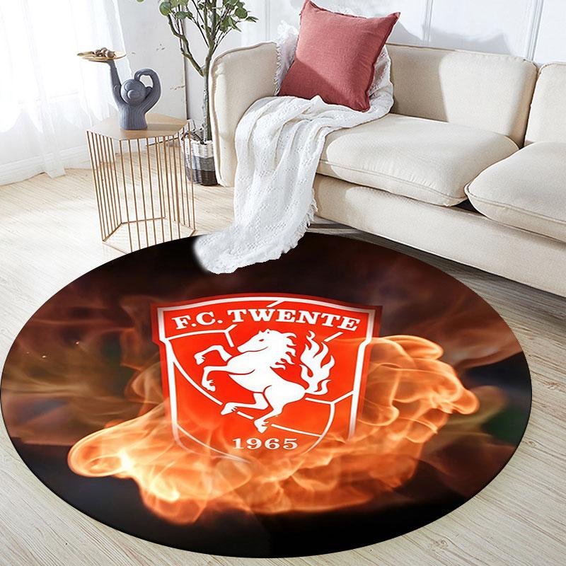 FC Twente Enschede pattern round rug,Carpet Rug for Living Room Bedroom Playroom ,Non-slip Floor Mat,Holiday Gifts and Birthday Gifts.