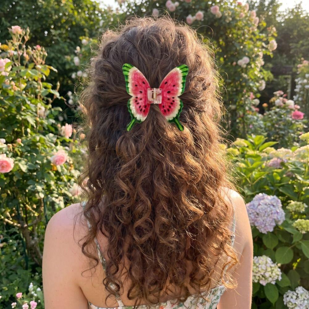 Animals Butterfly Hair Claw Cartoon Plastic Shark Clip Watermelon-Patterned Hair Clip Summer