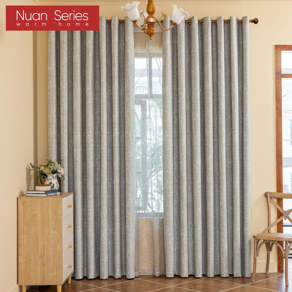 1 шт. Серия Nuan Легкие роскошные Ретро Однотонные Серые Полностью Блэкаут Шторы для Спальни Гостиной Балкона Окна для Домашнего Декора