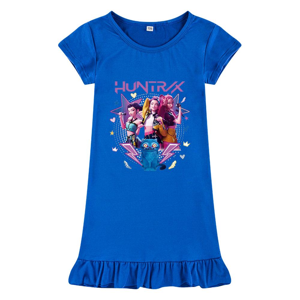 Hot selling Kpop witch hunting girl group print girls dress ice silk nightdress