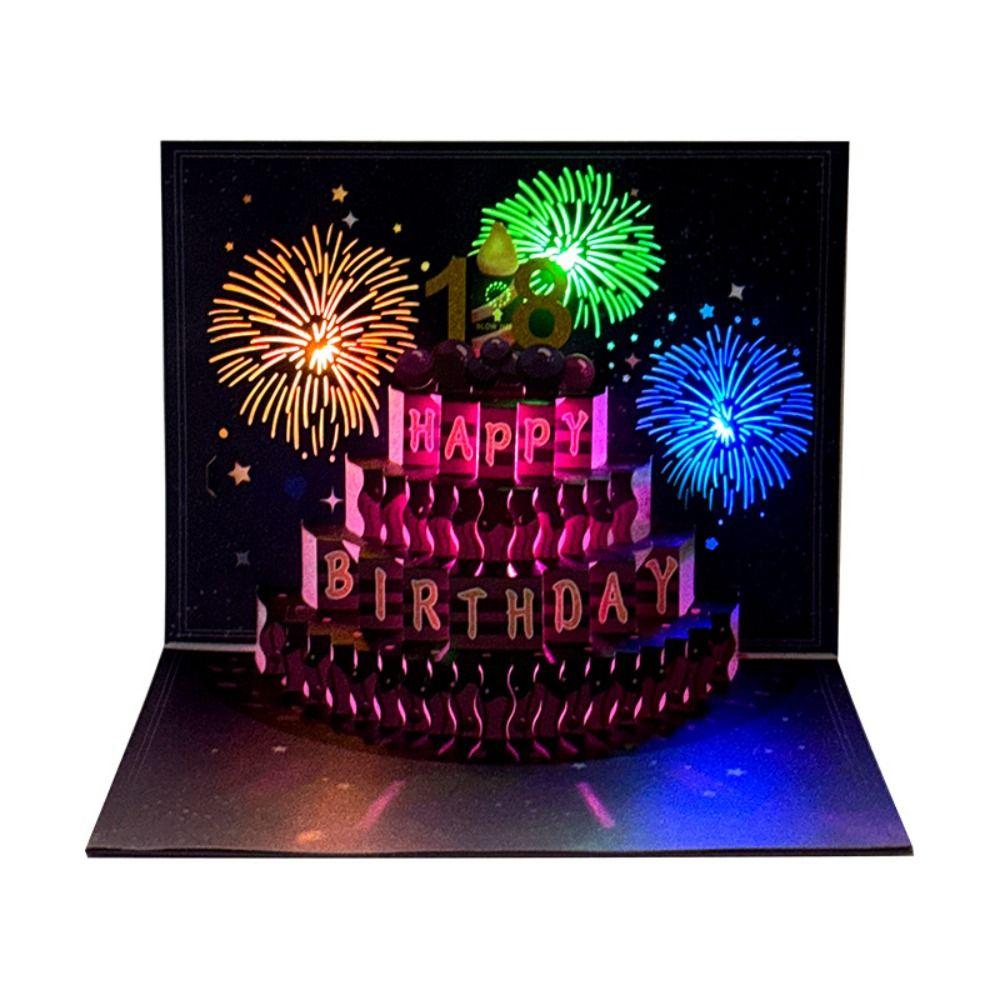 С музыкальным светом 3D поздравительные открытки на день рождения торт горячее тиснение открытка складная открытка