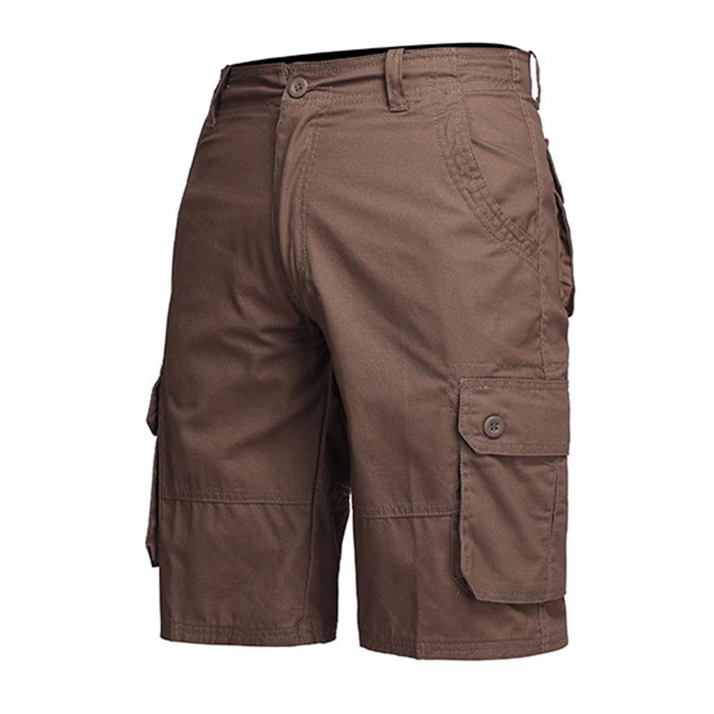 Мужские летние рабочие шорты, свободные повседневные брюки с пятью точками, мужские летние однотонные повседневные шорты-карго